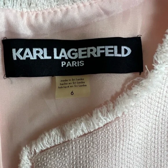 Karl Lagerfeld Pink Sleeveless Tonal Tweed Pocket Sheath Dress Size 6 - Picture 7 of 9